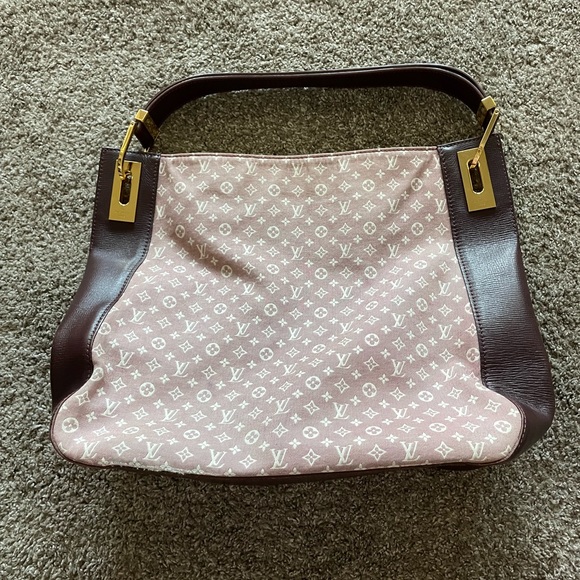 Authentic RARE Vintage Louis Vuitton purse leather trim gold pink/white bucket - Picture 3 of 15